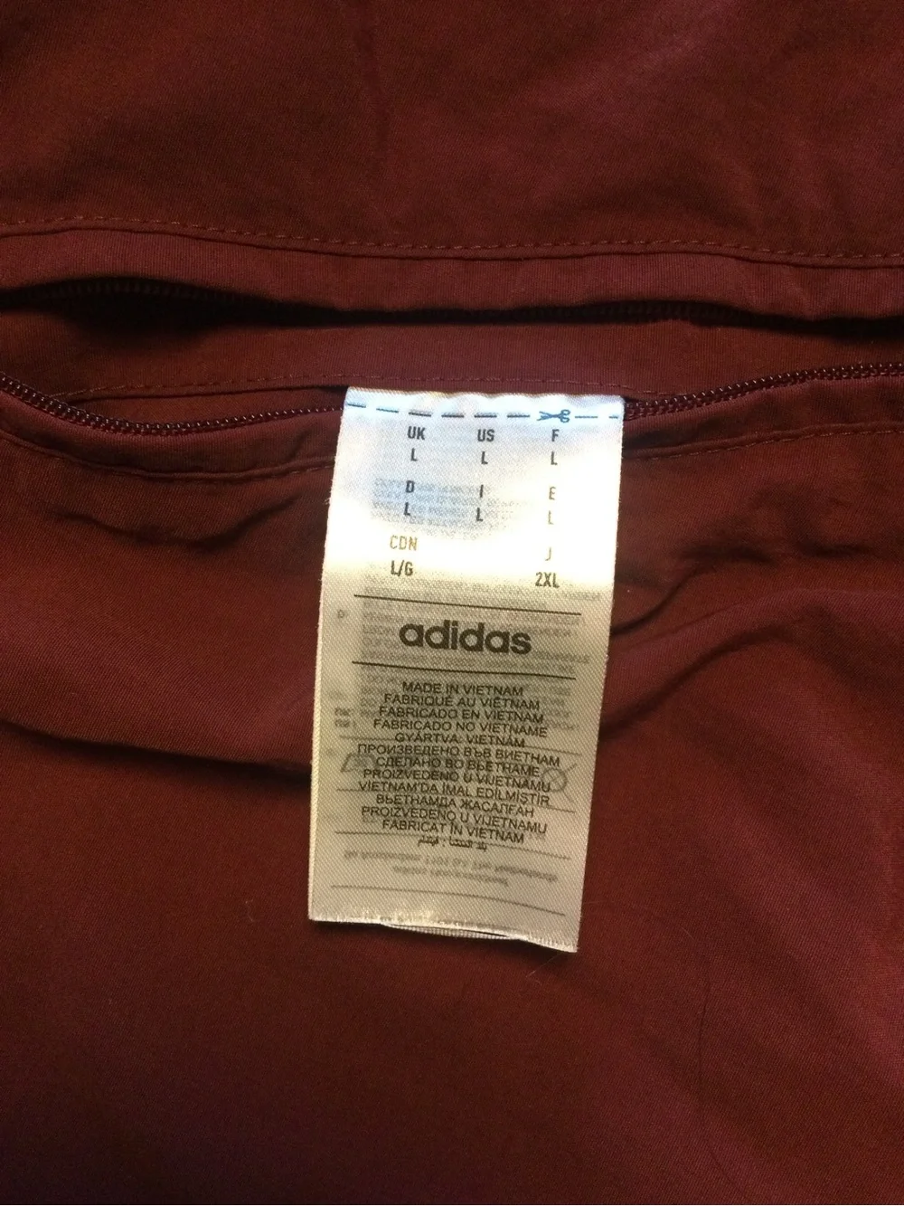 adidas Men's Maroon and Light Gray Bomber Jacket